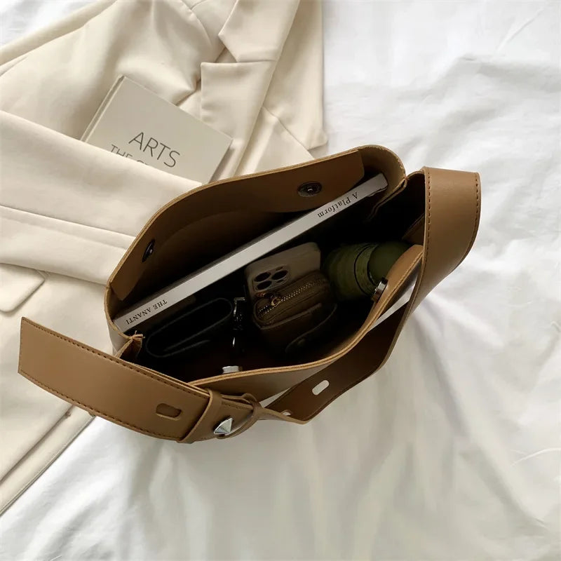 Handbag in Genuine Leather + Pouch - Glass