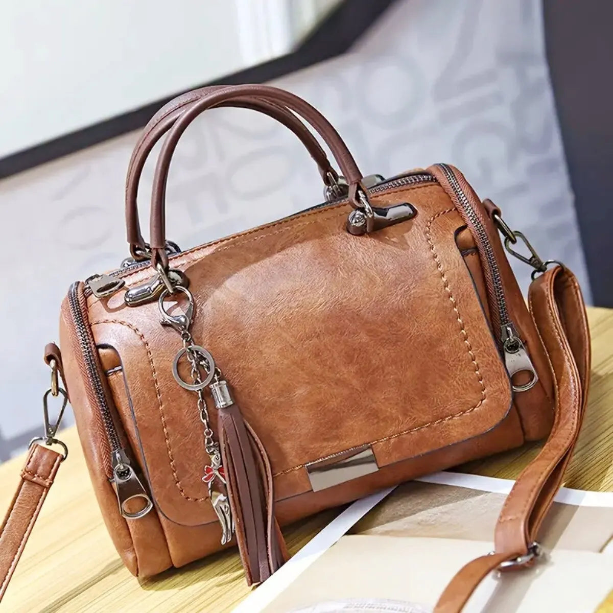 Genuine Leather Handbag - Vaena