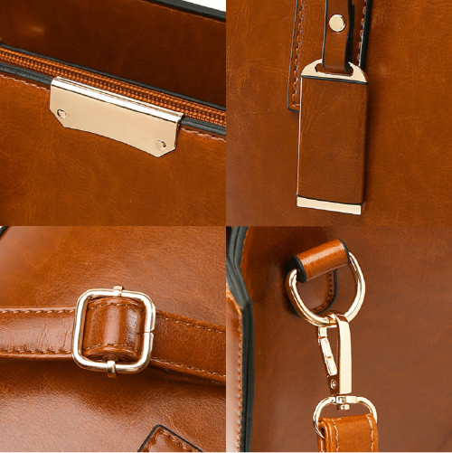 Genuine Leather Set Handbag + 2 Wallets - Zayna
