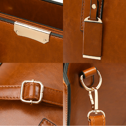 Genuine Leather Set Handbag + 2 Wallets - Zayna