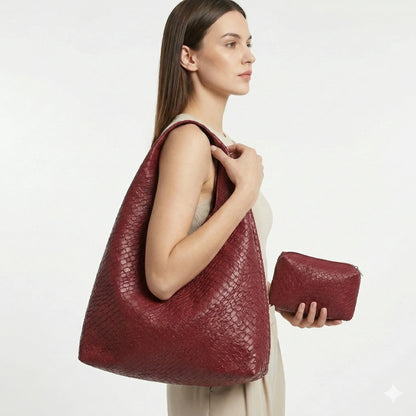Genuine Leather Handbag and Wallet - Noelle