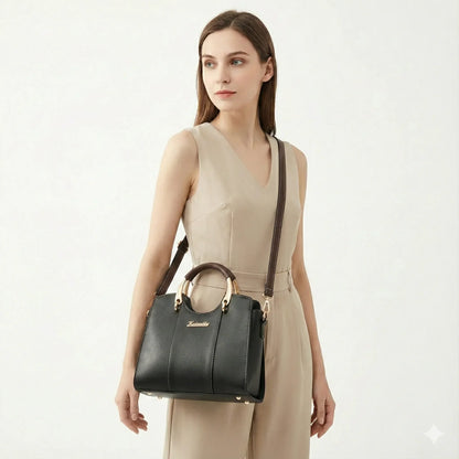 Luxurious Genuine Leather Crossbody Women's Handbag - Atena