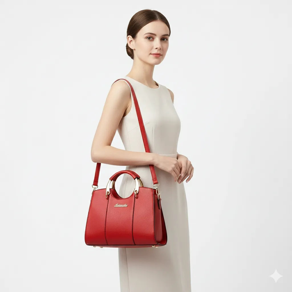 Luxurious Genuine Leather Crossbody Women's Handbag - Atena