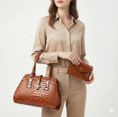 Handbag and Wallet Set in Genuine Leather - Vian