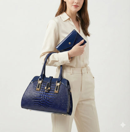 Handbag and Wallet Set in Genuine Leather - Vian