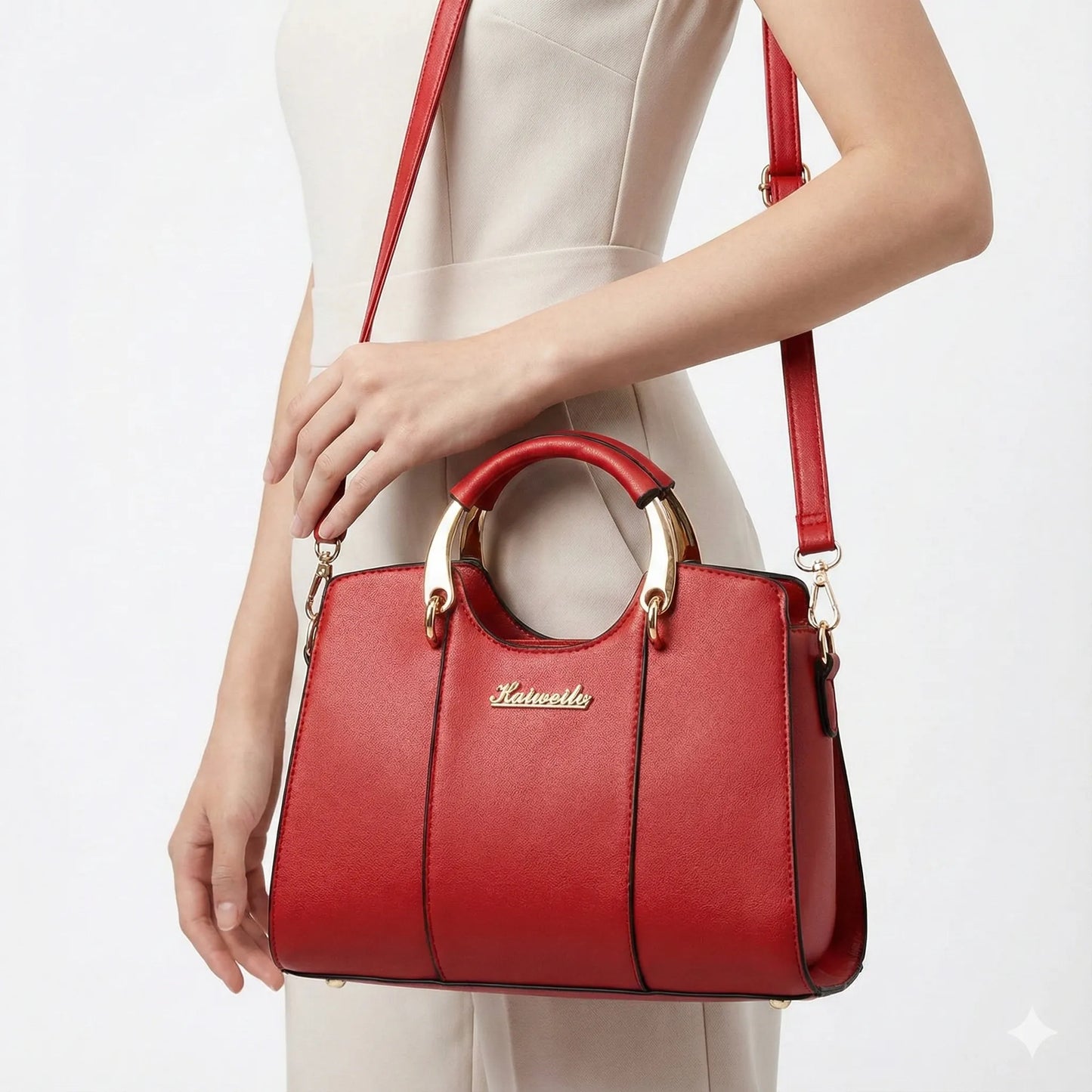 Luxurious Genuine Leather Crossbody Women's Handbag - Atena