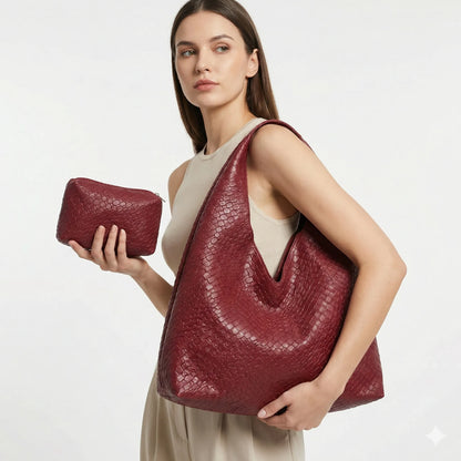 Genuine Leather Handbag and Wallet - Noelle