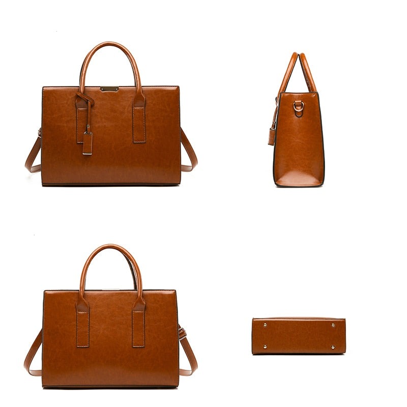 Genuine Leather Set Handbag + 2 Wallets - Zayna