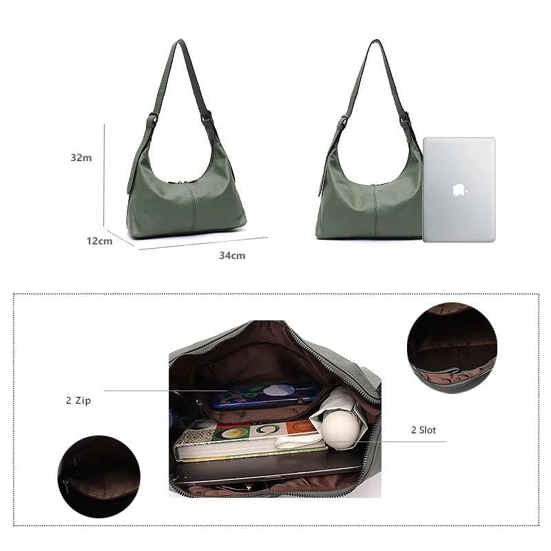 Genuine Leather Messenger Handbag - Agatha