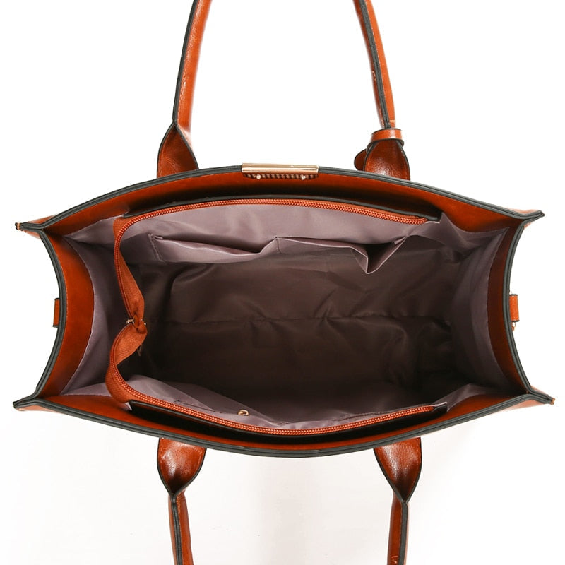 Genuine Leather Set Handbag + 2 Wallets - Zayna
