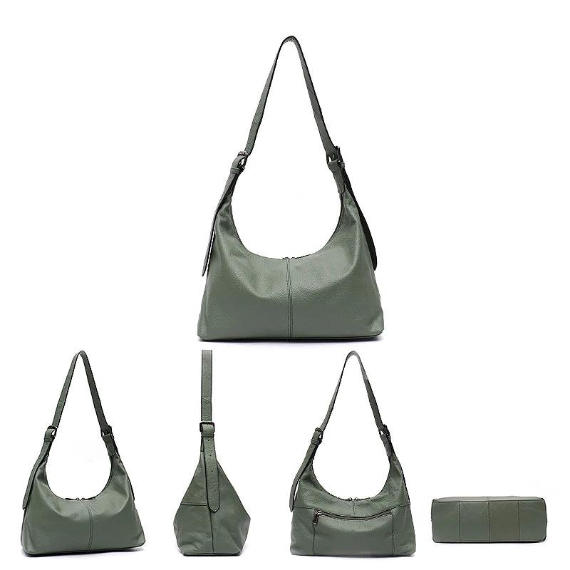 Genuine Leather Messenger Handbag - Agatha