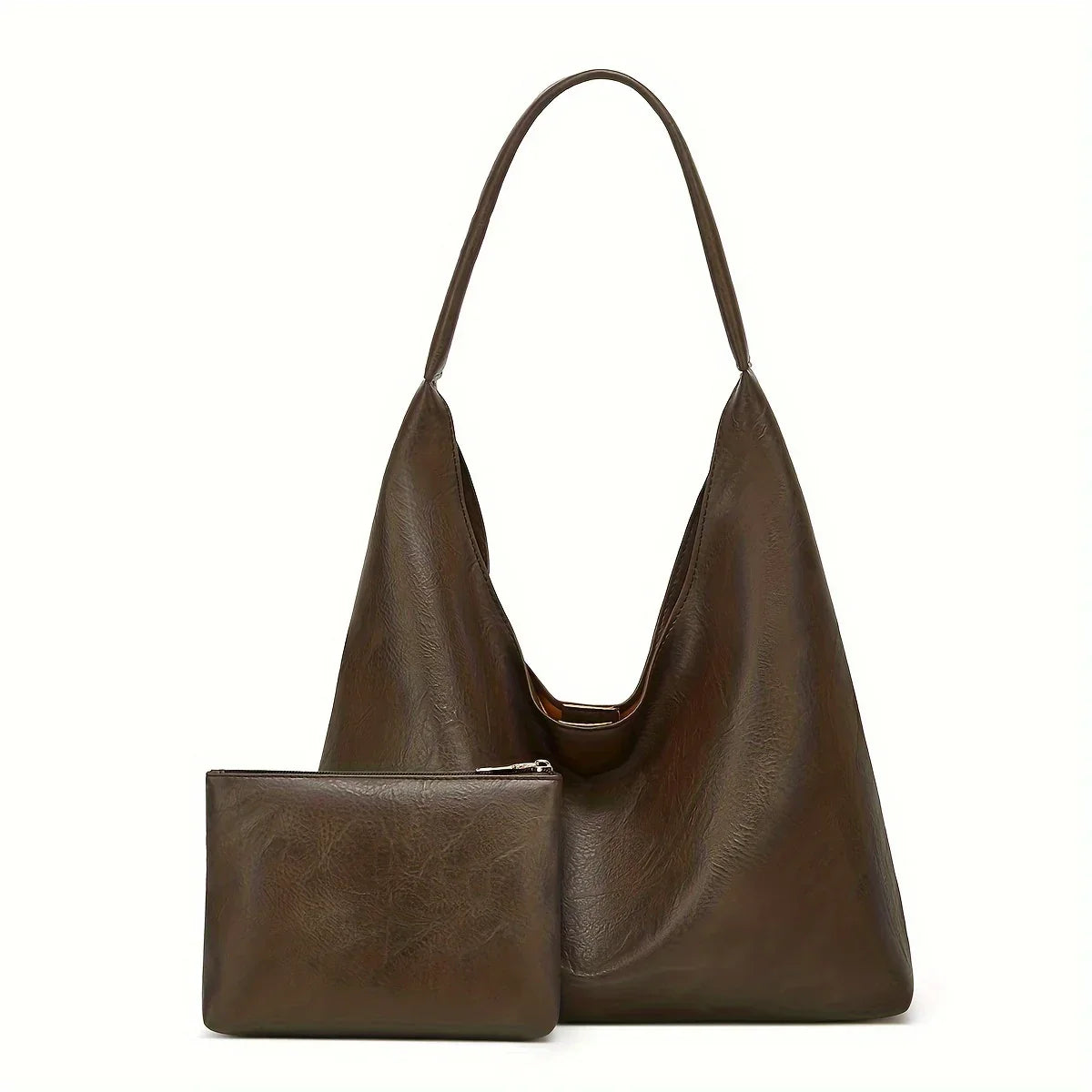 Genuine Leather Messenger Handbag + Leather Wallet - Manz