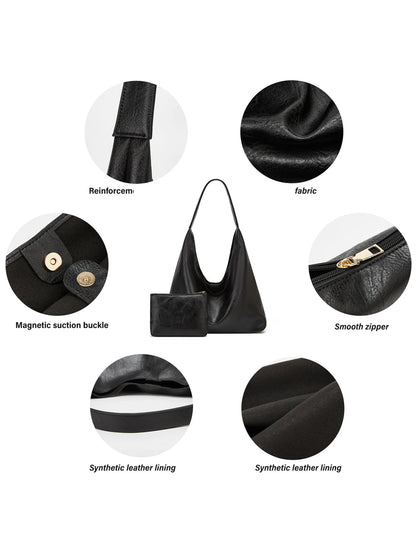 Genuine Leather Messenger Handbag + Leather Wallet - Manz