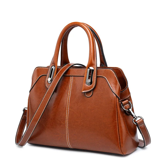 Genuine Leather Handbag - Taísla