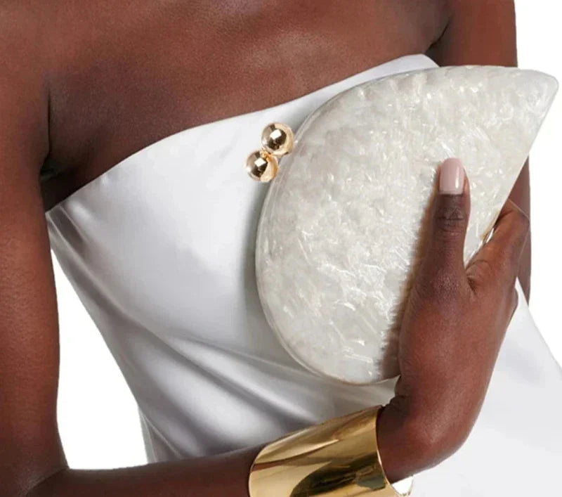 Livia Pearl Shell Acrylic Clutch Bag