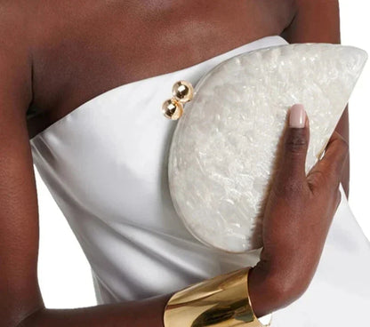 Livia Pearl Shell Acrylic Clutch Bag
