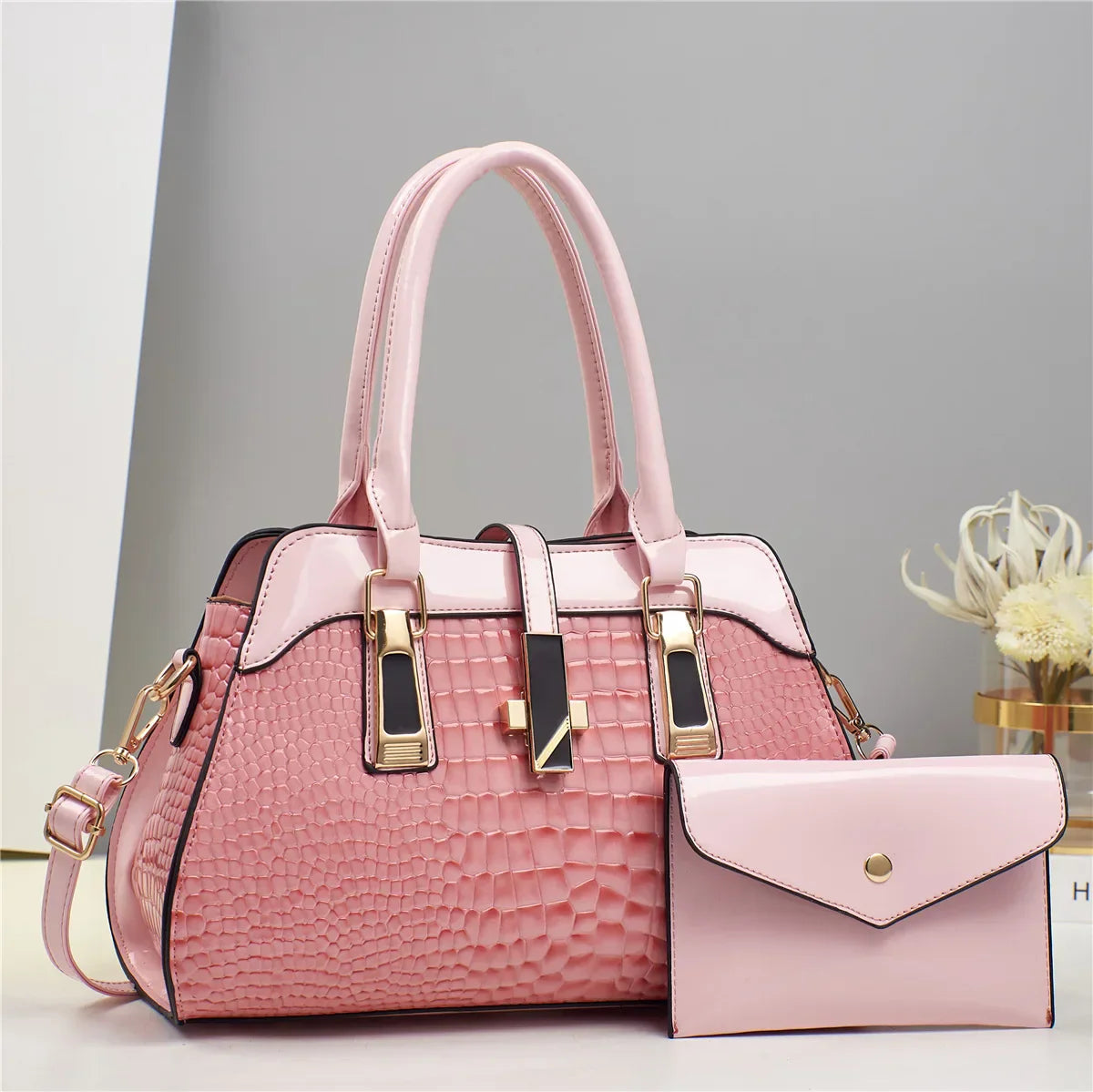 Handbag and Wallet Set in Genuine Leather - Vian