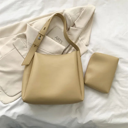Handbag in Genuine Leather + Pouch - Glass