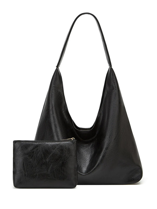 Genuine Leather Messenger Handbag + Leather Wallet - Manz