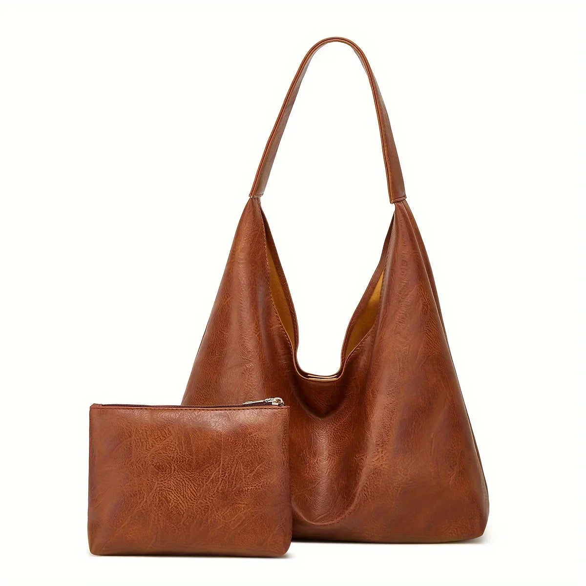 Genuine Leather Messenger Handbag + Leather Wallet - Manz