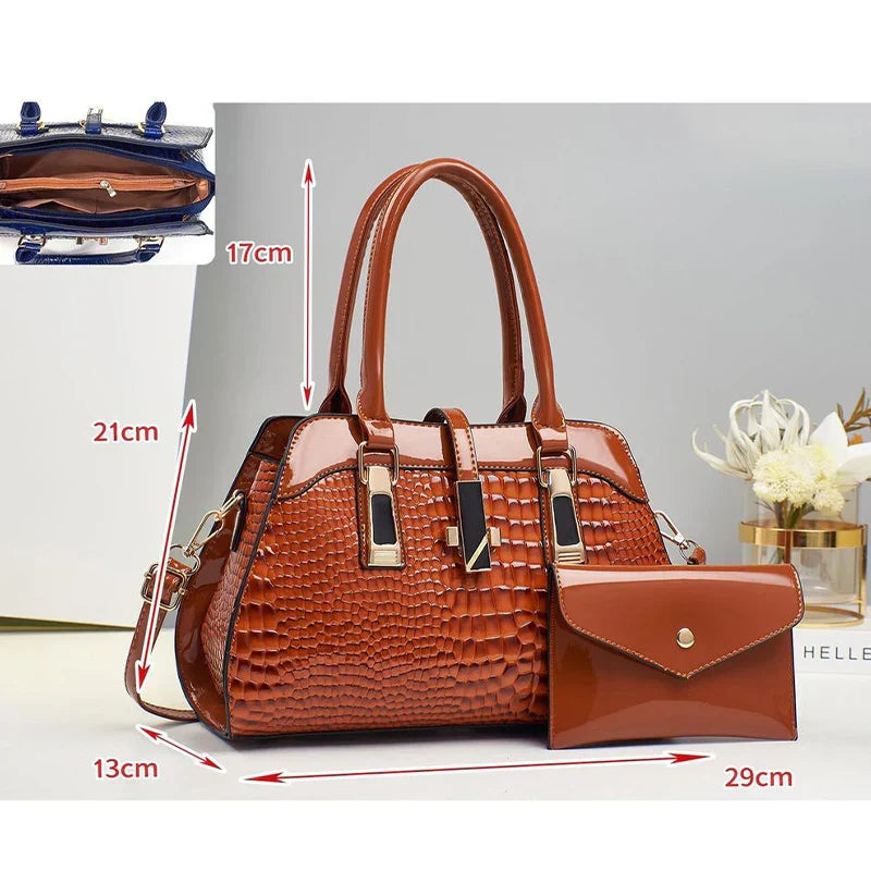 Handbag and Wallet Set in Genuine Leather - Vian
