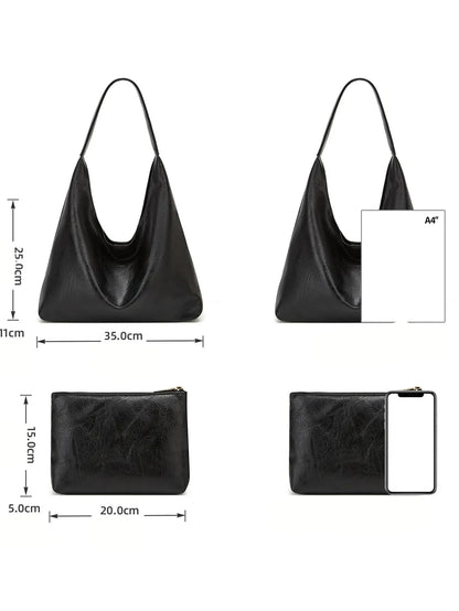 Genuine Leather Messenger Handbag + Leather Wallet - Manz