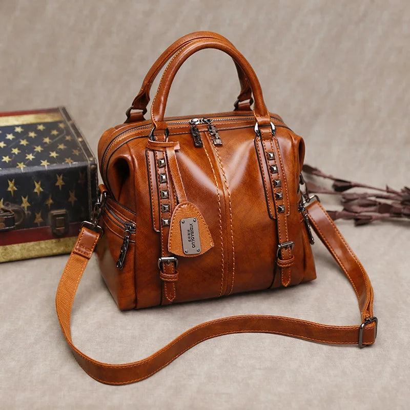 Genuine Leather Handbag - Lia