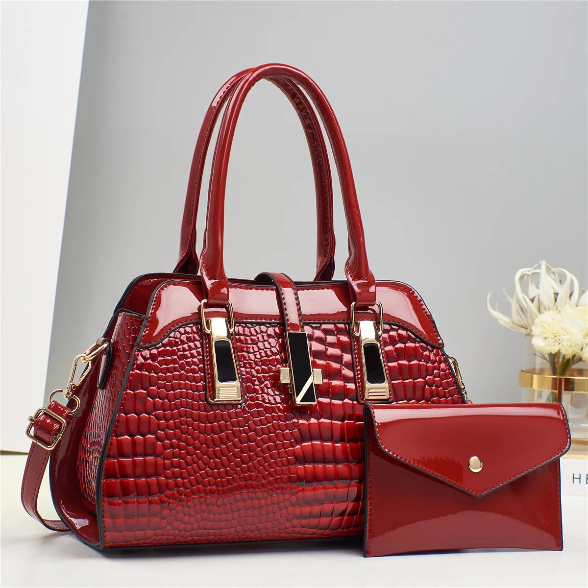 Handbag and Wallet Set in Genuine Leather - Vian