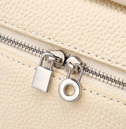 Pink Small Genuine Leather Tote Handbag