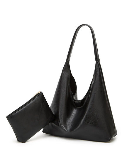 Genuine Leather Messenger Handbag + Leather Wallet - Manz