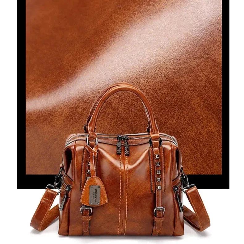 Genuine Leather Handbag - Lia
