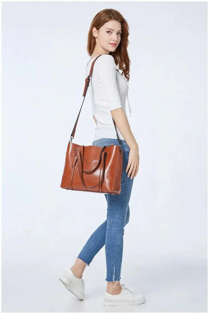 Genuine Leather Handbag - Mother