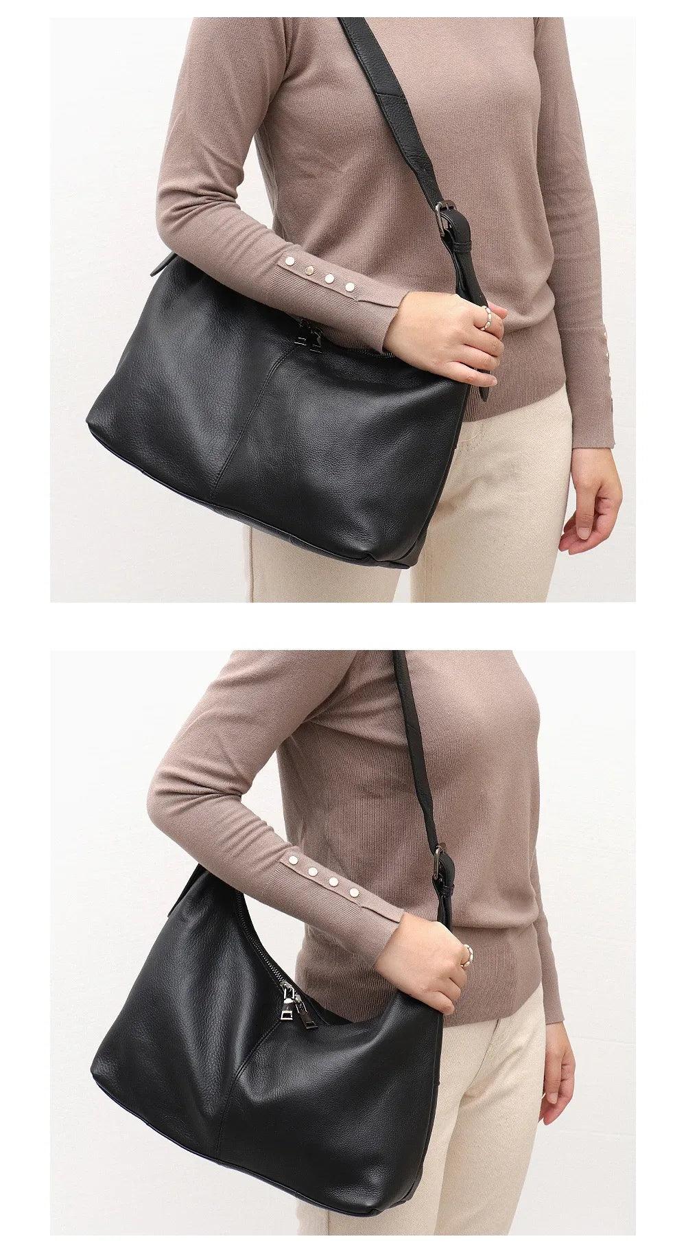 Genuine Leather Messenger Handbag - Agatha